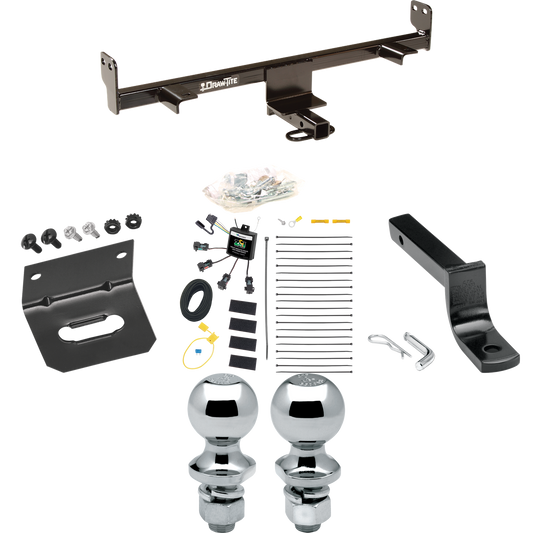 Fits 2006-2009 Mazda 3 Trailer Hitch Tow PKG w/ 4-Flat Zero Contact "No Splice" Wiring Harness + Draw-Bar + 1-7/8" + 2" Ball + Wiring Bracket (For Hatchback, w/Grand Touring LED Taillights Models) By Draw-Tite