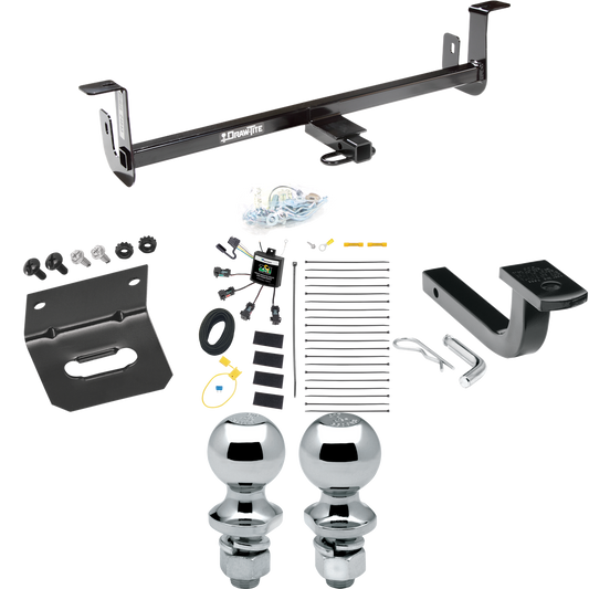 Fits 2010-2013 Mazda 3 Trailer Hitch Tow PKG w/ 4-Flat Zero Contact "No Splice" Wiring Harness + Draw-Bar + 1-7/8" + 2" Ball + Wiring Bracket (For Hatchback, w/Grand Touring LED Taillights Models) By Draw-Tite