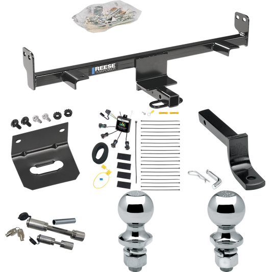 Fits 2006-2009 Mazda 3 Trailer Hitch Tow PKG w/ 4-Flat Zero Contact "No Splice" Wiring Harness + Draw-Bar + 1-7/8" + 2" Ball + Wiring Bracket + Dual Hitch & Coupler Locks (For Hatchback, w/Grand Touring LED Taillights Models) By Reese Towpower