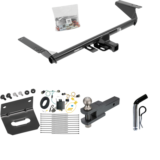 Fits 2017-2020 Chrysler Pacifica Trailer Hitch Tow PKG w/ 4-Flat Wiring Harness + Clevis Hitch Ball Mount w/ 2" Ball + Pin/Clip + Wiring Bracket (For Touring L Plus Models) By Draw-Tite