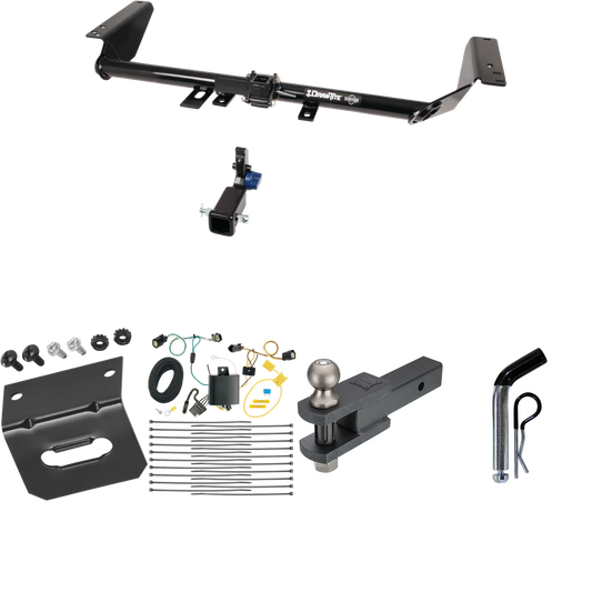 Fits 2017-2020 Chrysler Pacifica Trailer Hitch Tow PKG w/ 4-Flat Wiring Harness + Clevis Hitch Ball Mount w/ 2" Ball + Pin/Clip + Wiring Bracket (For Touring L Models) By Draw-Tite