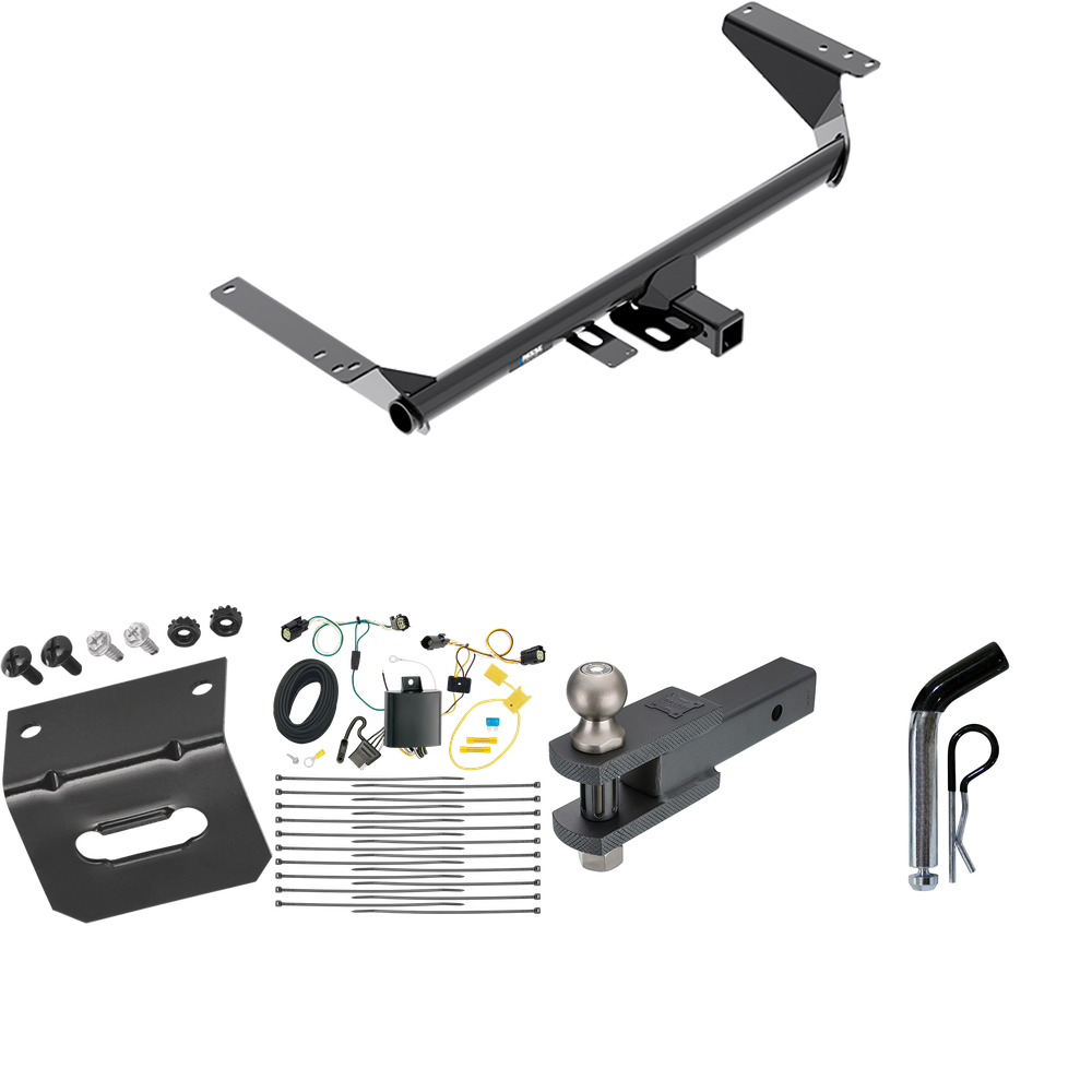 Fits 2017-2020 Chrysler Pacifica Trailer Hitch Tow PKG w/ 4-Flat Wiring Harness + Clevis Hitch Ball Mount w/ 2" Ball + Pin/Clip + Wiring Bracket (For Touring L Models) By Reese Towpower