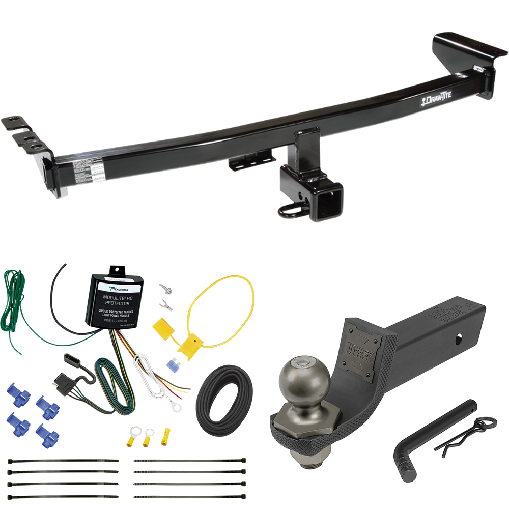 Fits 2003-2004 Volvo XC90 Trailer Hitch Tow PKG w/ 4-Flat Wiring + Interlock Tactical Starter Kit w/ 2" Drop & 2" Ball By Draw-Tite