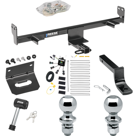 Fits 2006-2009 Mazda 3 Trailer Hitch Tow PKG w/ 4-Flat Zero Contact "No Splice" Wiring Harness + Draw-Bar + 1-7/8" + 2" Ball + Wiring Bracket + Hitch Lock (For Hatchback, w/Grand Touring LED Taillights Models) By Reese Towpower