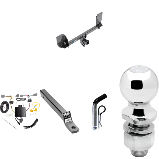 Fits 2016-2023 Volvo XC90 Trailer Hitch Tow PKG w/ 4-Flat Wiring + Extended 16" Long Ball Mount w/ 2" Drop + Pin/Clip + 2" Ball By Reese Towpower