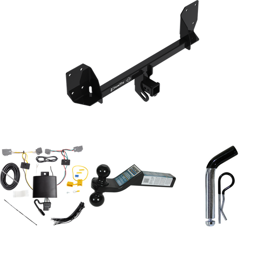 Fits 2016-2023 Volvo XC90 Trailer Hitch Tow PKG w/ 4-Flat Wiring + Dual Ball Ball Mount 2" & 2-5/16" Trailer Balls + Pin/Clip By Draw-Tite