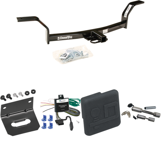 Fits 1997-2001 Acura EL Trailer Hitch Tow PKG w/ 4-Flat Wiring Harness + Hitch Cover + Dual Hitch & Coupler Locks (For (Canada Only) Models) By Draw-Tite