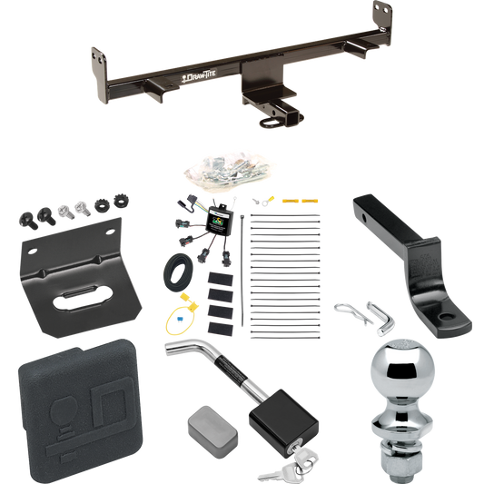 Fits 2006-2009 Mazda 3 Trailer Hitch Tow PKG w/ 4-Flat Zero Contact "No Splice" Wiring Harness + Draw-Bar + 1-7/8" Ball + Wiring Bracket + Hitch Cover + Hitch Lock (For Sedan, w/Grand Touring LED Taillights Models) By Draw-Tite