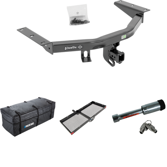 Fits 2014-2020 Acura MDX Trailer Hitch Tow PKG w/ 48" x 20" Cargo Carrier + Cargo Bag + Hitch Lock (Excludes: w/Full Size Spare Tire Models) By Draw-Tite