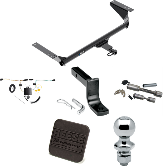 Fits 2021-2023 Chrysler Pacifica Trailer Hitch Tow PKG w/ 4-Flat Wiring Harness + Draw-Bar + 1-7/8" Ball + Hitch Cover + Dual Hitch & Coupler Locks By Reese Towpower