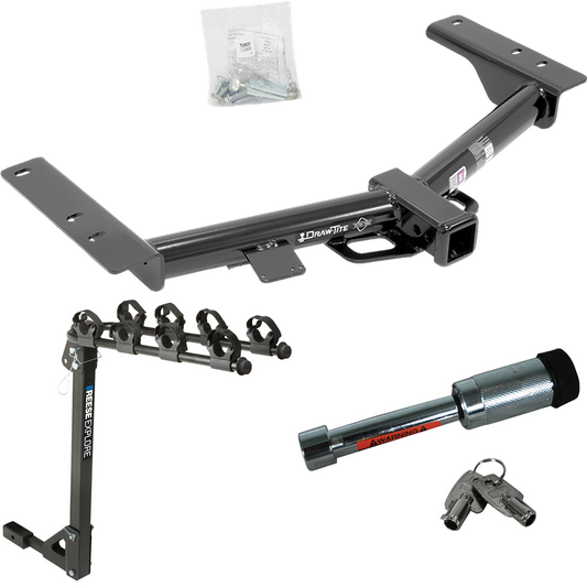 Fits 2015-2023 Ford Transit-150 Trailer Hitch Tow PKG w/ 4 Bike Carrier Rack + Hitch Lock (Excludes: Cab & Chassis and the Cutaway Models) By Draw-Tite