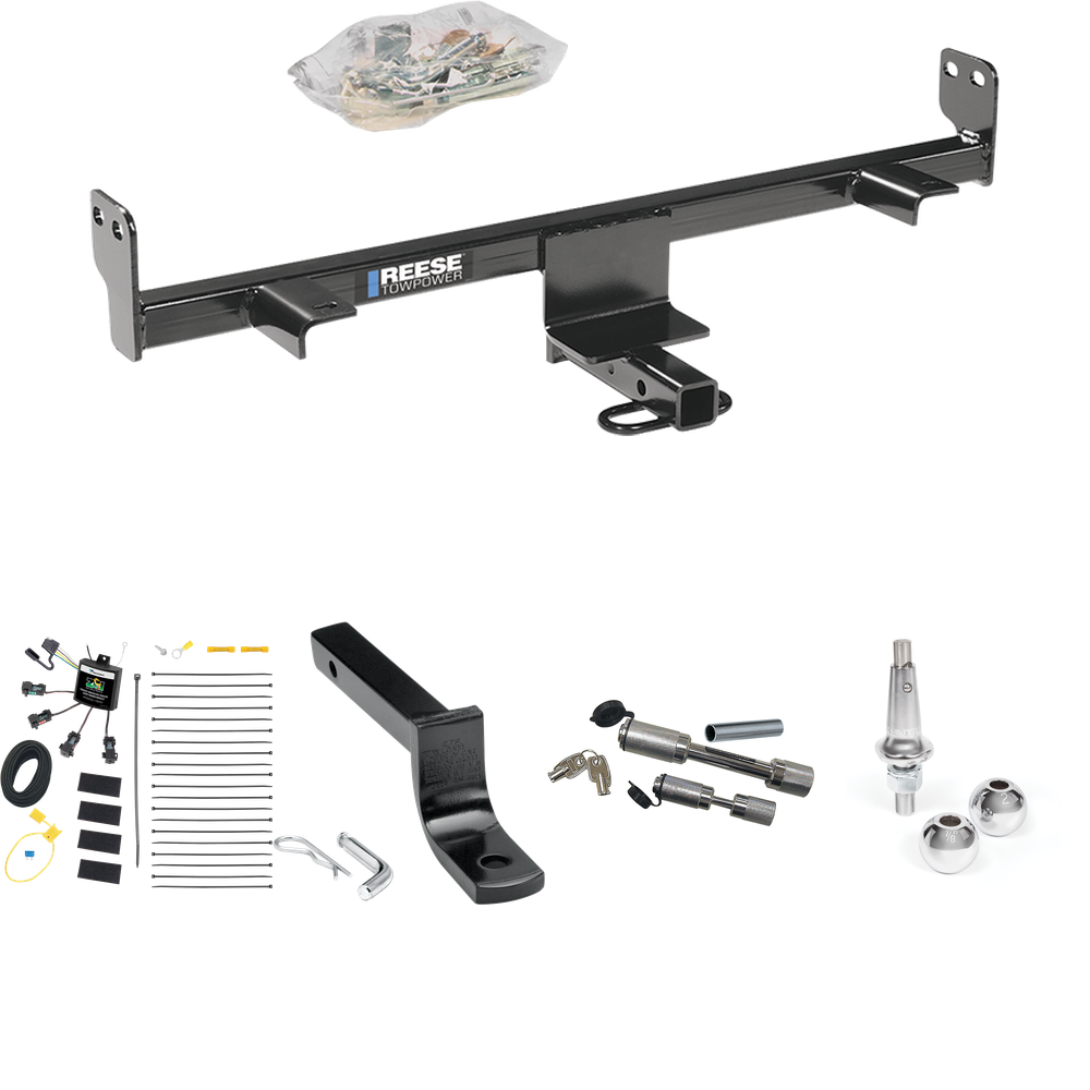 Fits 2006-2009 Mazda 3 Trailer Hitch Tow PKG w/ 4-Flat Zero Contact "No Splice" Wiring Harness + Draw-Bar + Interchangeable 1-7/8" & 2" Balls + Dual Hitch & Coupler Locks (For Sedan, w/Grand Touring LED Taillights Models) By Reese Towpower