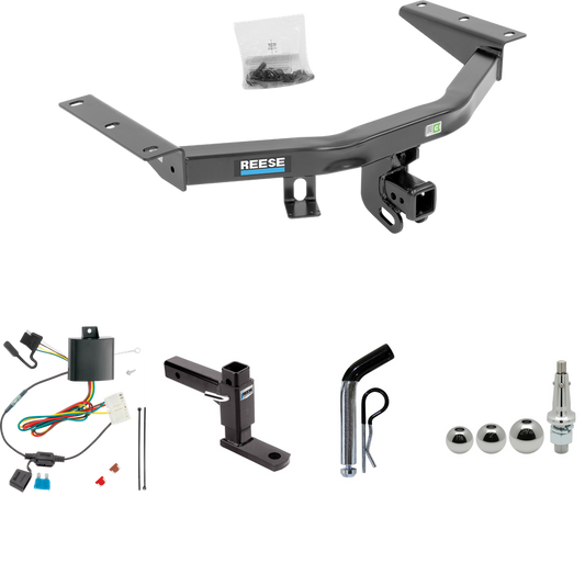 Fits 2014-2020 Acura MDX Trailer Hitch Tow PKG w/ 4-Flat Wiring + Adjustable Drop Rise Ball Mount + Pin/Clip + Inerchangeable 1-7/8" & 2" & 2-5/16" Balls (Excludes: w/Full Size Spare Tire Models) By Reese Towpower