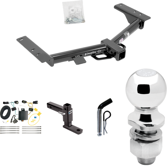 Fits 2015-2023 Ford Transit-150 Trailer Hitch Tow PKG w/ 4-Flat Wiring + Adjustable Drop Rise Ball Mount + Pin/Clip + 2" Ball (Excludes: Cab & Chassis and the Cutaway Models) By Draw-Tite