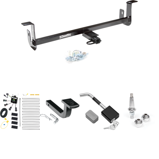 Fits 2010-2013 Mazda 3 Trailer Hitch Tow PKG w/ 4-Flat Zero Contact "No Splice" Wiring Harness + Draw-Bar + Interchangeable 1-7/8" & 2" Balls + Hitch Lock (For Hatchback, w/Grand Touring LED Taillights Models) By Draw-Tite