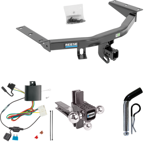 Fits 2014-2020 Acura MDX Trailer Hitch Tow PKG w/ 4-Flat Wiring + Adjustable Drop Rise Triple Ball Ball Mount 1-7/8" & 2" & 2-5/16" Trailer Balls + Pin/Clip (Excludes: w/Full Size Spare Tire Models) By Reese Towpower