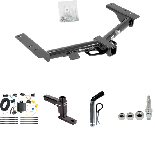 Fits 2015-2023 Ford Transit-250 Trailer Hitch Tow PKG w/ 4-Flat Wiring + Adjustable Drop Rise Ball Mount + Pin/Clip + Inerchangeable 1-7/8" & 2" & 2-5/16" Balls (Excludes: Cab & Chassis and the Cutaway Models) By Draw-Tite