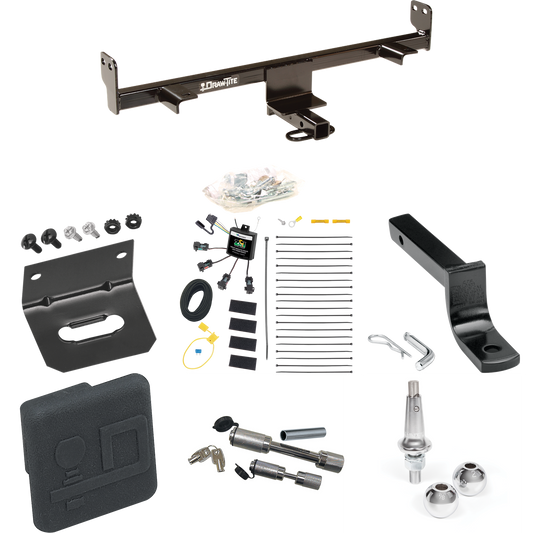 Fits 2006-2009 Mazda 3 Trailer Hitch Tow PKG w/ 4-Flat Zero Contact "No Splice" Wiring Harness + Draw-Bar + Interchangeable 1-7/8" & 2" Balls + Wiring Bracket + Hitch Cover + Dual Hitch & Coupler Locks (For Hatchback, w/Grand Touring LED Taillights M