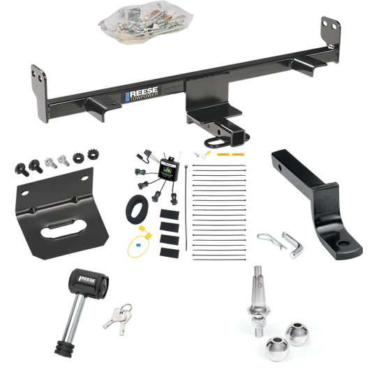 Fits 2006-2009 Mazda 3 Trailer Hitch Tow PKG w/ 4-Flat Zero Contact "No Splice" Wiring Harness + Draw-Bar + Interchangeable 1-7/8" & 2" Balls + Wiring Bracket + Hitch Lock (For Sedan, w/Grand Touring LED Taillights Models) By Reese Towpower