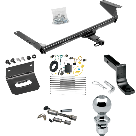 Fits 2017-2020 Chrysler Pacifica Trailer Hitch Tow PKG w/ 4-Flat Wiring Harness + Draw-Bar + 2" Ball + Wiring Bracket + Dual Hitch & Coupler Locks (For Touring Plus Models) By Draw-Tite