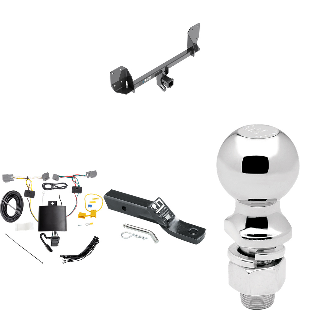 Fits 2016-2023 Volvo XC90 Trailer Hitch Tow PKG w/ 4-Flat Wiring + Ball Mount w/ 2" Drop + 2-5/16" Ball By Reese Towpower