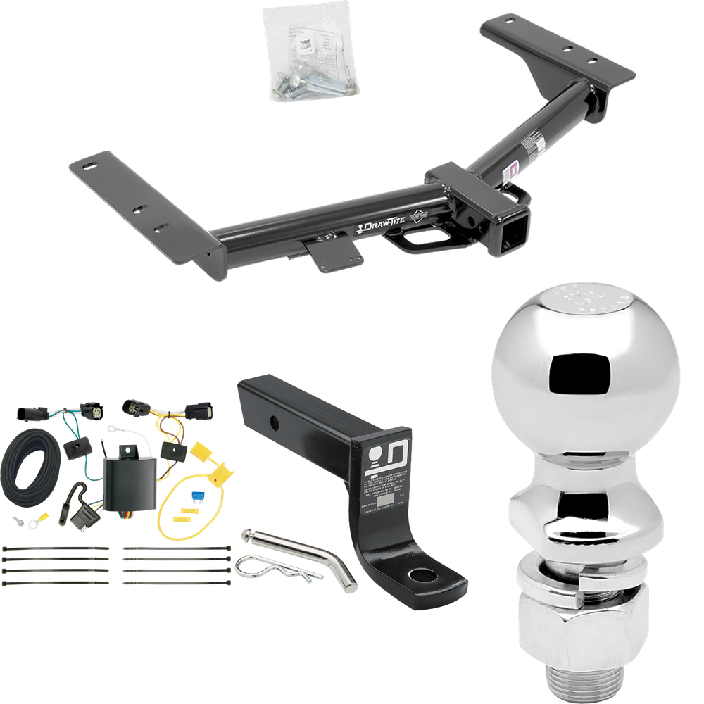 Fits 2015-2023 Ford Transit-350 Trailer Hitch Tow PKG w/ 4-Flat Wiring + Ball Mount w/ 4" Drop + 2-5/16" Ball (For Single Rear Wheel w/148" Wheelbase, Except Cab & Chassis and the Cutaway Models) By Draw-Tite