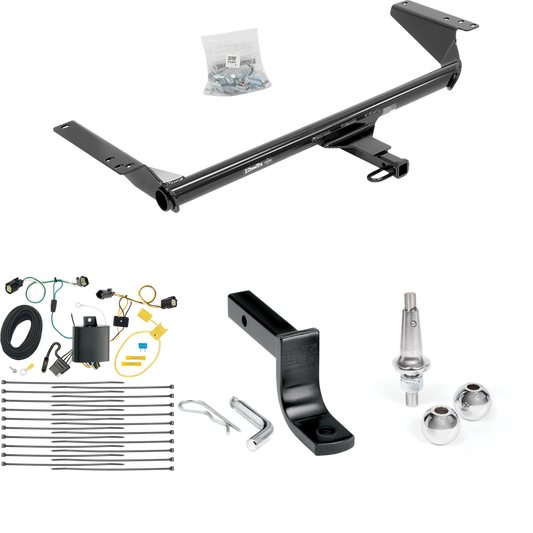 Fits 2017-2020 Chrysler Pacifica Trailer Hitch Tow PKG w/ 4-Flat Wiring Harness + Draw-Bar + Interchangeable 1-7/8" & 2" Balls (For Touring L Models) By Draw-Tite