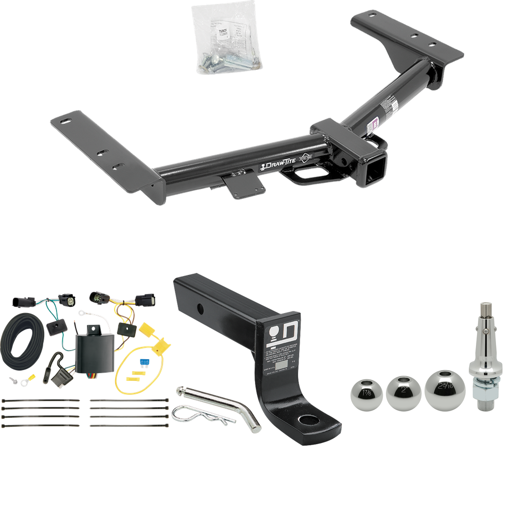 Fits 2015-2023 Ford Transit-250 Trailer Hitch Tow PKG w/ 4-Flat Wiring + Ball Mount w/ 4" Drop + Interchangeable Ball 1-7/8" & 2" & 2-5/16" (Excludes: Cab & Chassis and the Cutaway Models) By Draw-Tite