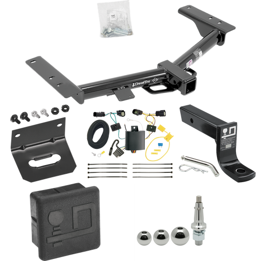 Fits 2015-2023 Ford Transit-150 Trailer Hitch Tow PKG w/ 4-Flat Wiring + Ball Mount w/ 4" Drop + Interchangeable Ball 1-7/8" & 2" & 2-5/16" + Wiring Bracket + Hitch Cover (Excludes: Cab & Chassis and the Cutaway Models) By Draw-Tite