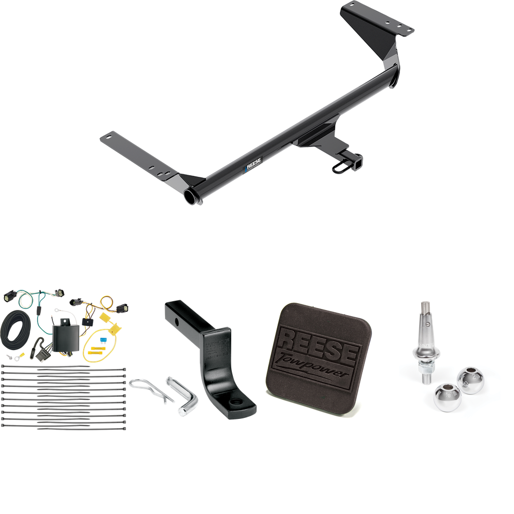 Fits 2018-2019 Chrysler Pacifica Trailer Hitch Tow PKG w/ 4-Flat Wiring Harness + Draw-Bar + Interchangeable 1-7/8" & 2" Balls + Hitch Cover (For Touring Plus Models) By Reese Towpower