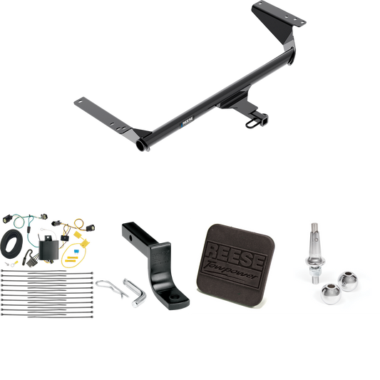 Fits 2018-2019 Chrysler Pacifica Trailer Hitch Tow PKG w/ 4-Flat Wiring Harness + Draw-Bar + Interchangeable 1-7/8" & 2" Balls + Hitch Cover (For Touring Plus Models) By Reese Towpower