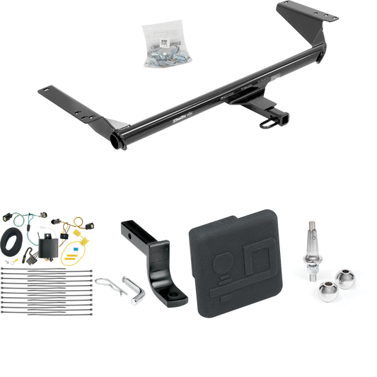 Fits 2017-2020 Chrysler Pacifica Trailer Hitch Tow PKG w/ 4-Flat Wiring Harness + Draw-Bar + Interchangeable 1-7/8" & 2" Balls + Hitch Cover (For Touring L Plus Models) By Draw-Tite