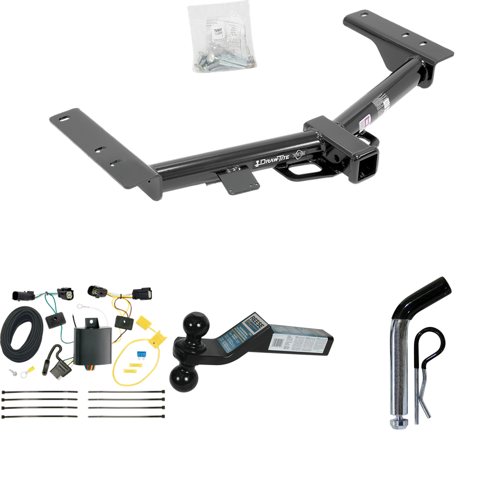 Fits 2015-2023 Ford Transit-150 Trailer Hitch Tow PKG w/ 4-Flat Wiring + Dual Ball Ball Mount 2" & 2-5/16" Trailer Balls + Pin/Clip (Excludes: Cab & Chassis and the Cutaway Models) By Draw-Tite