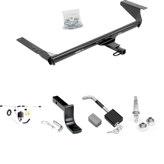 Fits 2021-2023 Chrysler Pacifica Trailer Hitch Tow PKG w/ 4-Flat Wiring Harness + Draw-Bar + Interchangeable 1-7/8" & 2" Balls + Hitch Lock By Draw-Tite