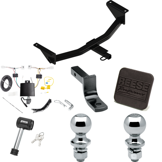 Se adapta al paquete de remolque con enganche de remolque Mazda 3 2019-2024 con arnés de cableado de 4 planos + barra de tracción + bola de 1-7/8" + bola de 2" + cubierta de enganche + bloqueo de enganche (para modelos sedán) de Reese Towpower