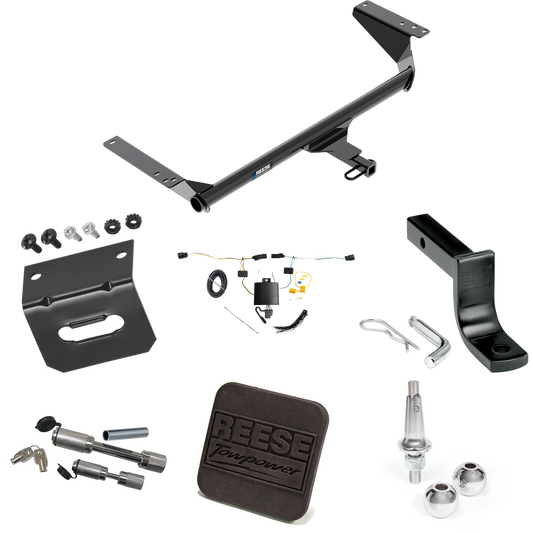 Fits 2021-2023 Chrysler Pacifica Trailer Hitch Tow PKG w/ 4-Flat Wiring Harness + Draw-Bar + Interchangeable 1-7/8" & 2" Balls + Wiring Bracket + Hitch Cover + Dual Hitch & Coupler Locks (For Limited Models) By Reese Towpower