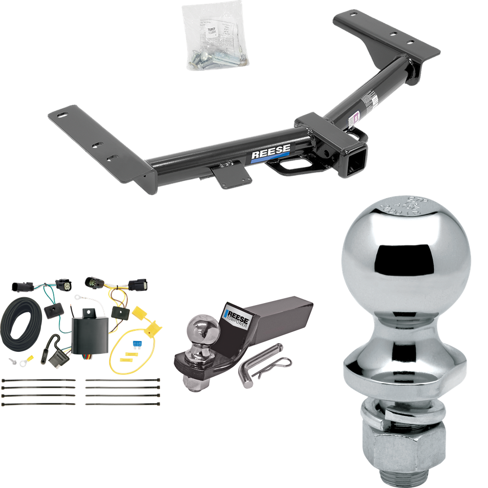 Fits 2015-2023 Ford Transit-150 Trailer Hitch Tow PKG w/ 4-Flat Wiring + Starter Kit Ball Mount w/ 2" Drop & 2" Ball + 1-7/8" Ball (Excludes: Cab & Chassis and the Cutaway Models) By Reese Towpower