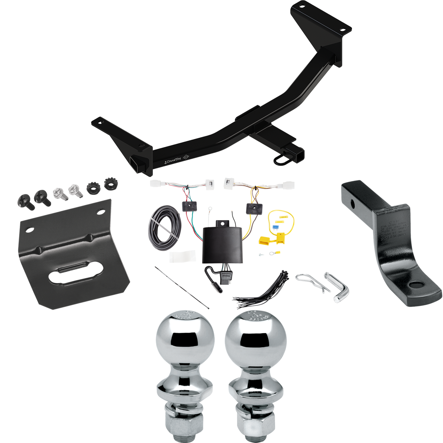 Se adapta al paquete de remolque con enganche de remolque Mazda 3 2019-2024 con arnés de cableado de 4 planos + barra de tracción + bola de 1-7/8" + 2" + soporte de cableado (para modelos sedán) de Draw-Tite