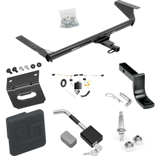 Fits 2021-2023 Chrysler Pacifica Trailer Hitch Tow PKG w/ 4-Flat Wiring Harness + Draw-Bar + Interchangeable 1-7/8" & 2" Balls + Wiring Bracket + Hitch Cover + Hitch Lock (For Touring L Plus Models) By Draw-Tite