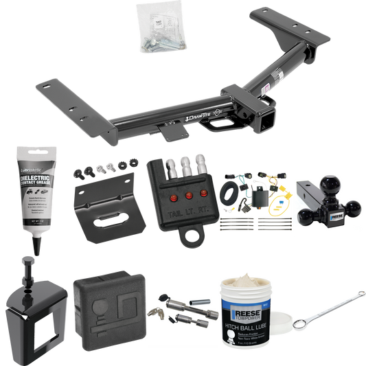 Fits 2015-2023 Ford Transit-150 Trailer Hitch Tow PKG w/ 4-Flat Wiring + Triple Ball Ball Mount 1-7/8" & 2" & 2-5/16" Trailer Balls + Wiring Bracket + Hitch Cover + Dual Hitch & Coupler Locks + Wiring Tester + Ball Lube + Electric Grease + Ball Wrenc