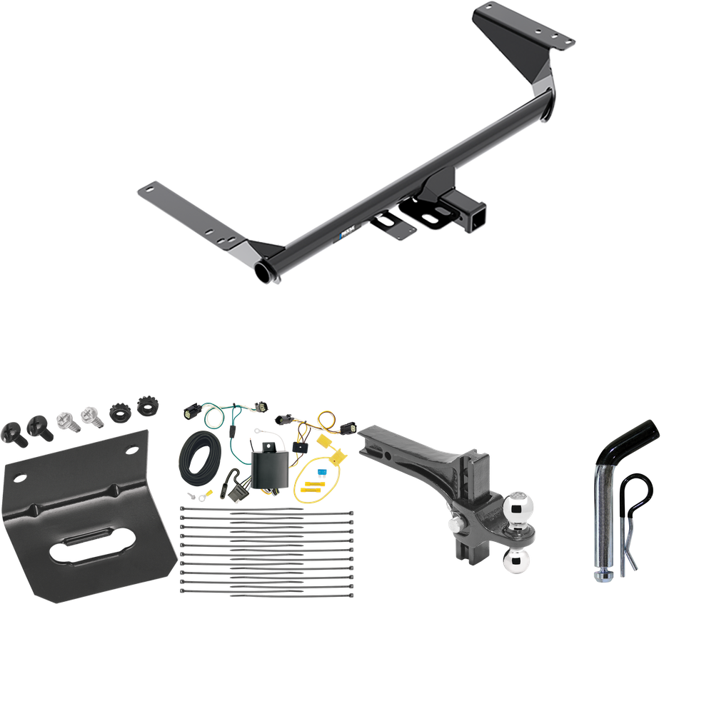 Fits 2017-2020 Chrysler Pacifica Trailer Hitch Tow PKG w/ 4-Flat Wiring Harness + Dual Adjustable Drop Rise Ball Ball Mount 2" & 2-5/16" Trailer Balls + Pin/Clip + Wiring Bracket (For Touring L Plus Models) By Reese Towpower