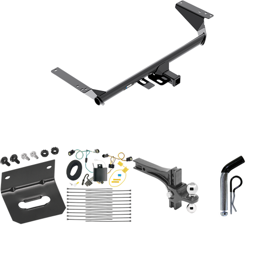 Fits 2017-2020 Chrysler Pacifica Trailer Hitch Tow PKG w/ 4-Flat Wiring Harness + Dual Adjustable Drop Rise Ball Ball Mount 2" & 2-5/16" Trailer Balls + Pin/Clip + Wiring Bracket (For Touring L Plus Models) By Reese Towpower