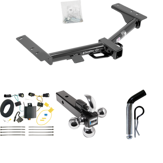 Fits 2015-2023 Ford Transit-250 Trailer Hitch Tow PKG w/ 4-Flat Wiring + Triple Ball Ball Mount 1-7/8" & 2" & 2-5/16" Trailer Balls w/ Tow Hook + Pin/Clip (Excludes: Cab & Chassis and the Cutaway Models) By Draw-Tite