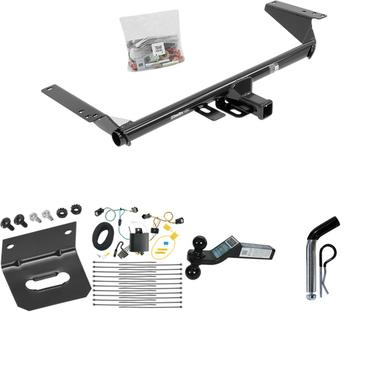 Fits 2018-2019 Chrysler Pacifica Trailer Hitch Tow PKG w/ 4-Flat Wiring Harness + Dual Ball Ball Mount 2" & 2-5/16" Trailer Balls + Pin/Clip +  Wiring Bracket (For Touring Plus Models) By Draw-Tite