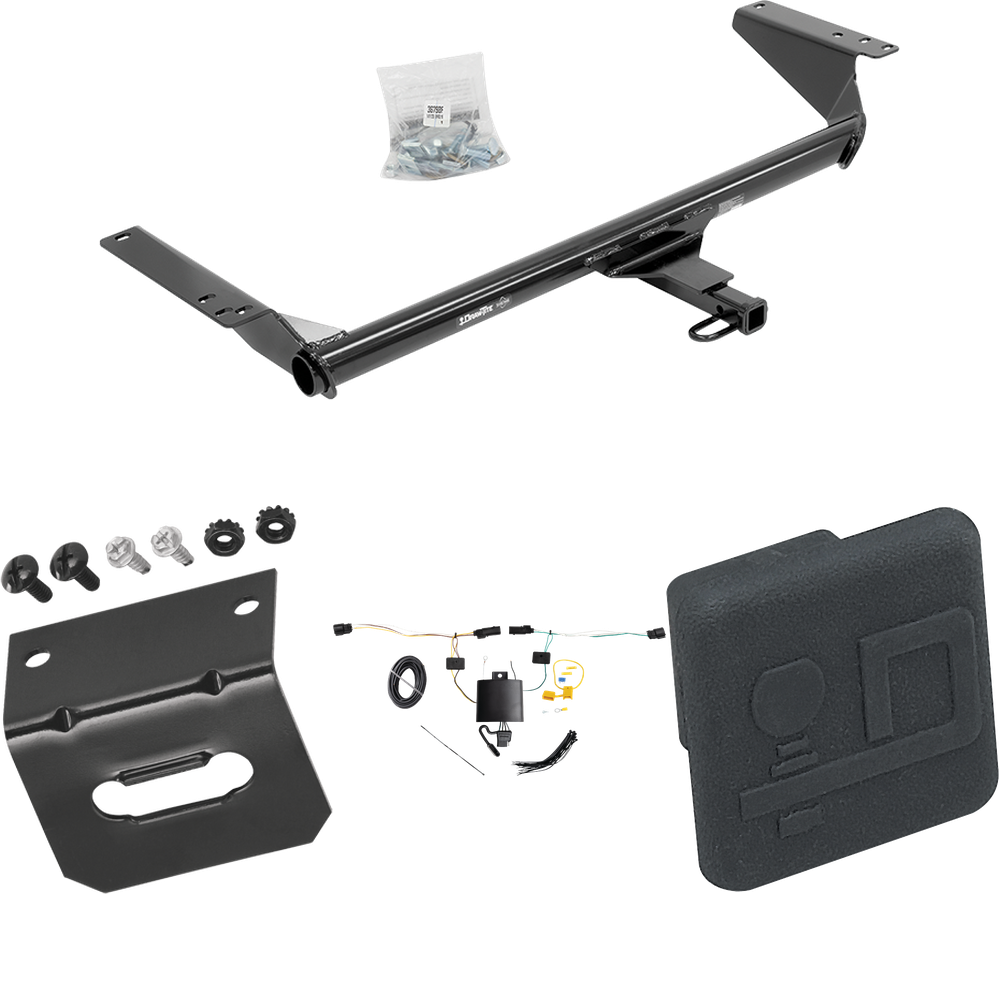 Fits 2021-2023 Chrysler Pacifica Trailer Hitch Tow PKG w/ 4-Flat Wiring Harness + Hitch Cover (For LX Models) By Draw-Tite