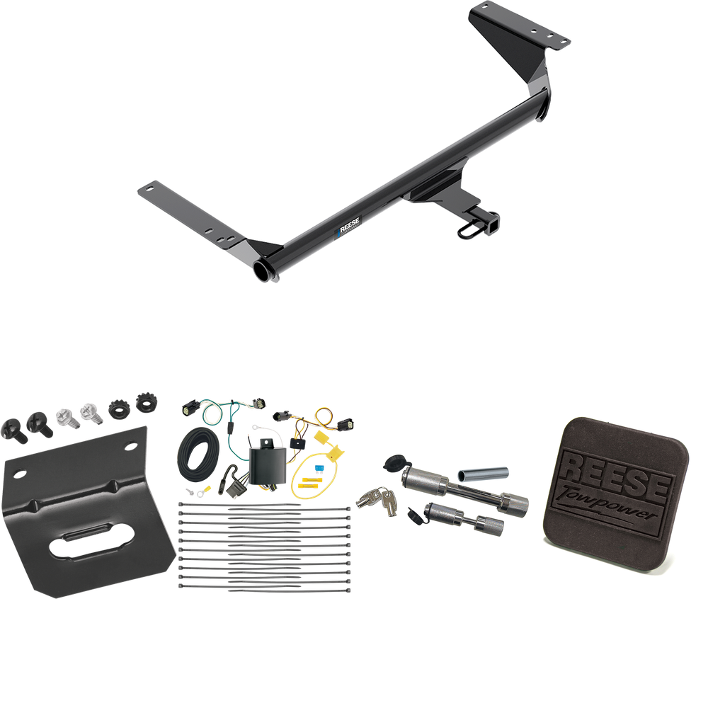 Fits 2018-2019 Chrysler Pacifica Trailer Hitch Tow PKG w/ 4-Flat Wiring Harness + Hitch Cover + Dual Hitch & Coupler Locks (For Touring Plus Models) By Reese Towpower