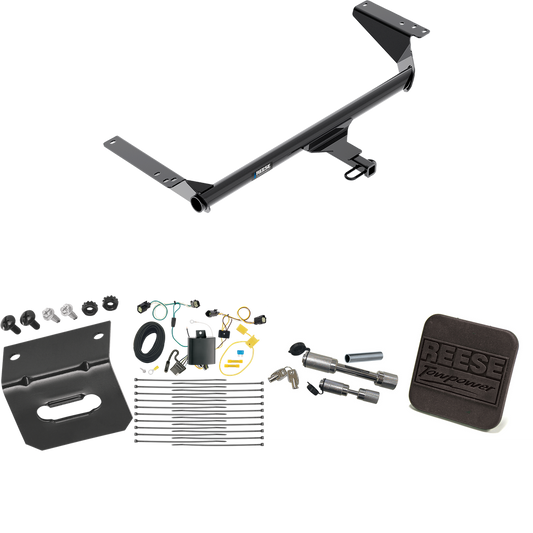 Fits 2018-2019 Chrysler Pacifica Trailer Hitch Tow PKG w/ 4-Flat Wiring Harness + Hitch Cover + Dual Hitch & Coupler Locks (For Touring Plus Models) By Reese Towpower