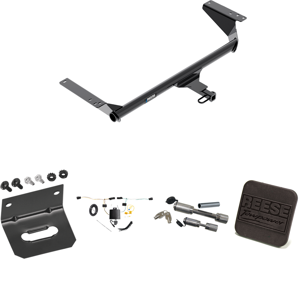 Fits 2021-2023 Chrysler Pacifica Trailer Hitch Tow PKG w/ 4-Flat Wiring Harness + Hitch Cover + Dual Hitch & Coupler Locks (For LX Models) By Reese Towpower