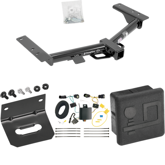 Fits 2015-2023 Ford Transit-350 Trailer Hitch Tow PKG w/ 4-Flat Wiring Harness + Wiring Bracket + Hitch Cover (For Single Rear Wheel w/148" Wheelbase, Except Cab & Chassis and the Cutaway Models) By Draw-Tite