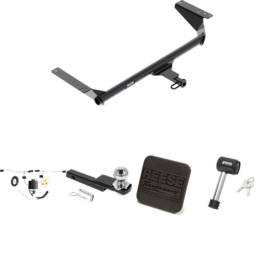 Fits 2021-2023 Chrysler Pacifica Trailer Hitch Tow PKG w/ 4-Flat Wiring Harness + Interlock Starter Kit w/ 2" Ball 1-1/4" Drop 3/4" Rise + Hitch Cover + Hitch Lock (For Touring L Plus Models) By Reese Towpower